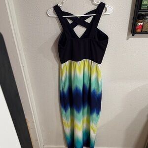 Crystal Doll Navy and Multicolor Maxi Dress